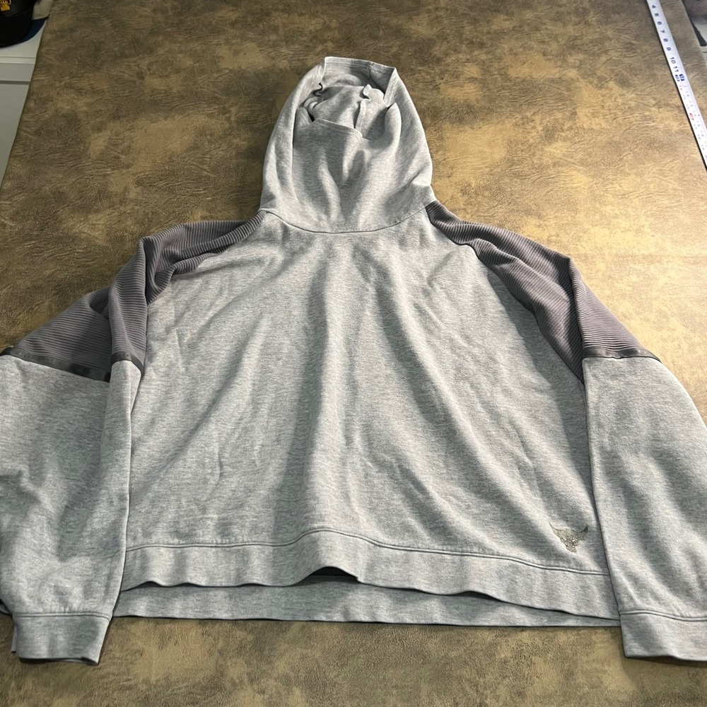 Under Armour Project Rock Hoodie Mens XL Grey Oversized Sweatshirt